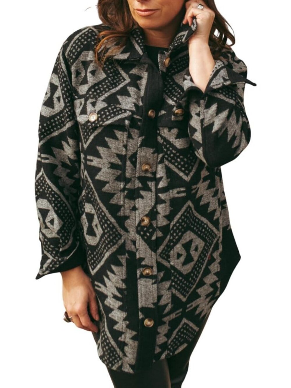 Cozy Women's Wool Blend Shacket - Versatile Western Layering Jacket, Soft